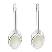 Mother of Pearl Lens Shaped Silver Earrings, e351st